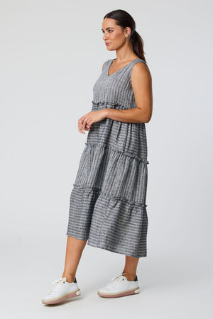Soft Check Tiered Dress