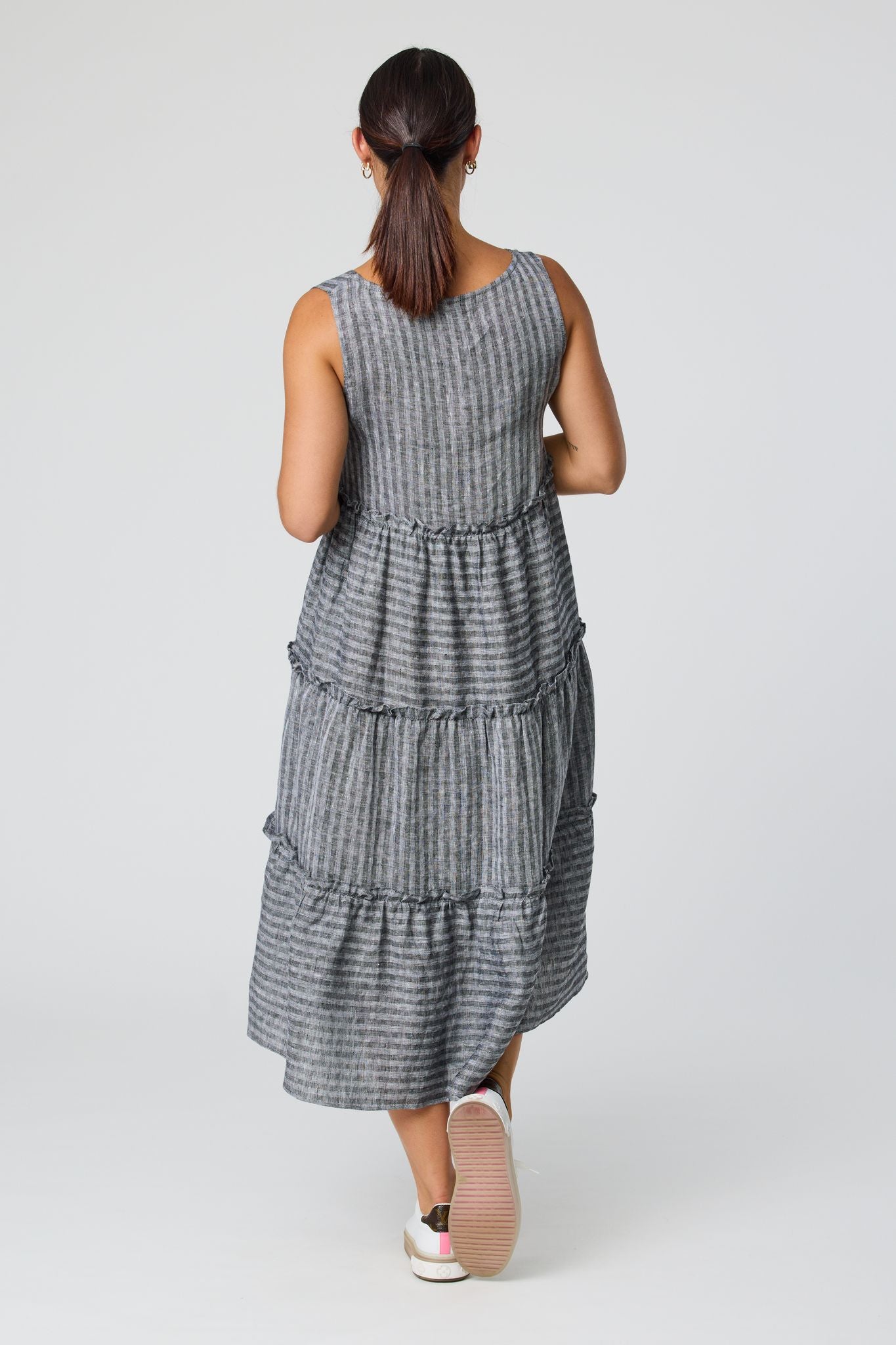 Soft Check Tiered Dress
