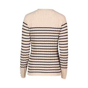 Round Neck Ribbed Knit Jumper with Dome Cuff Detail