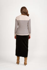 Round Neck Ribbed Knit Jumper with Dome Cuff Detail