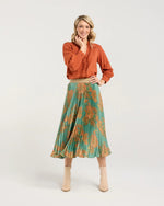 Vivienne Pleated Satin Skirt