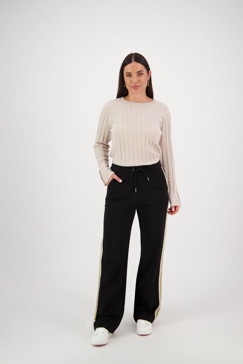 Wide Leg Full Length Pant with Side Stripe Panel