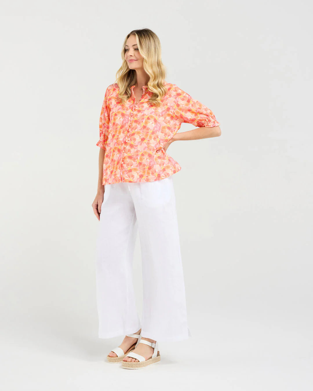 Annabelle Button Front Frill Top