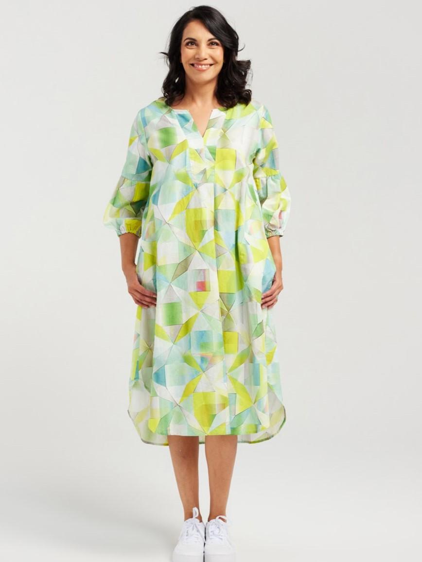 Linen Blend Print Dress