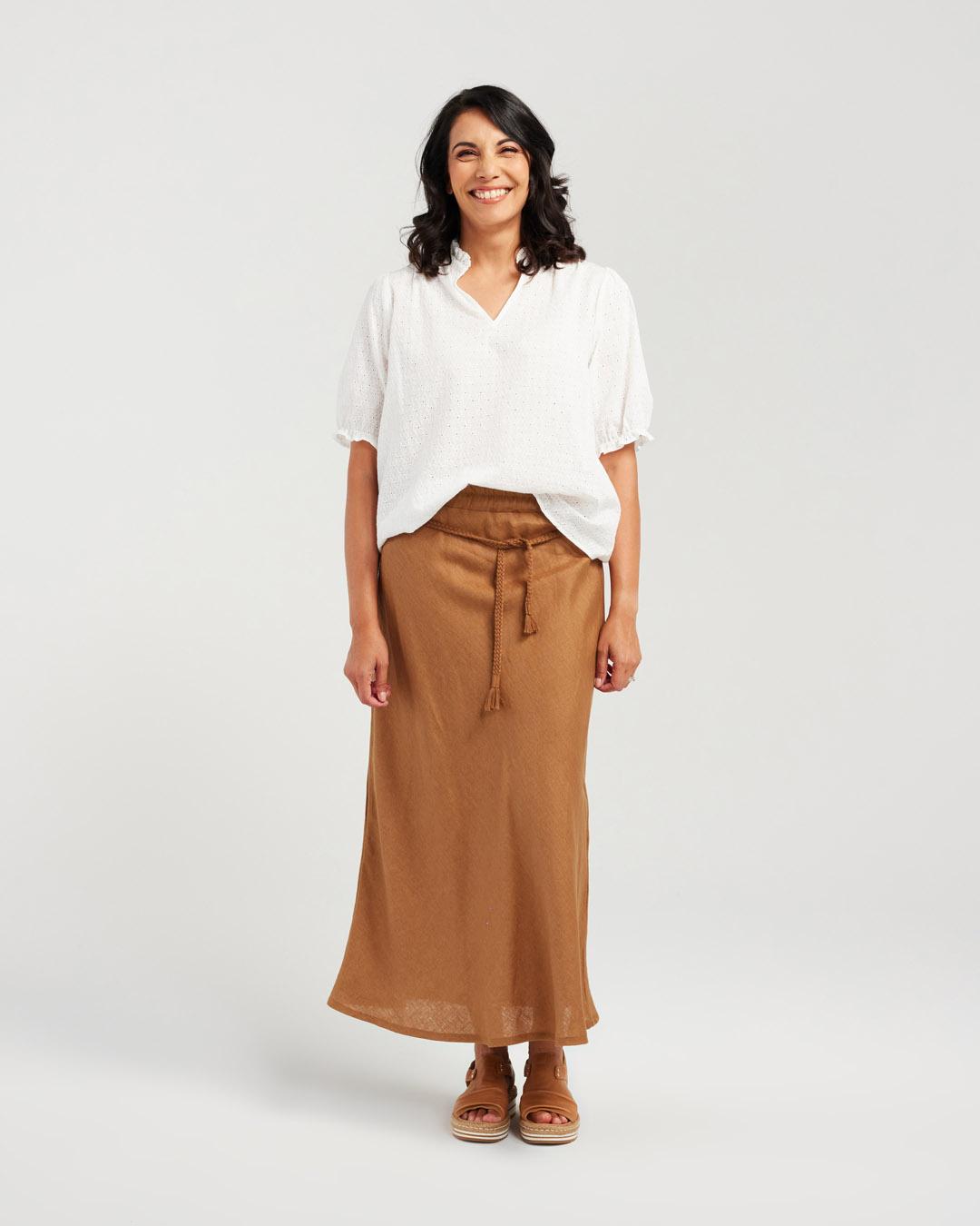 Bias Cut Linen Skirt