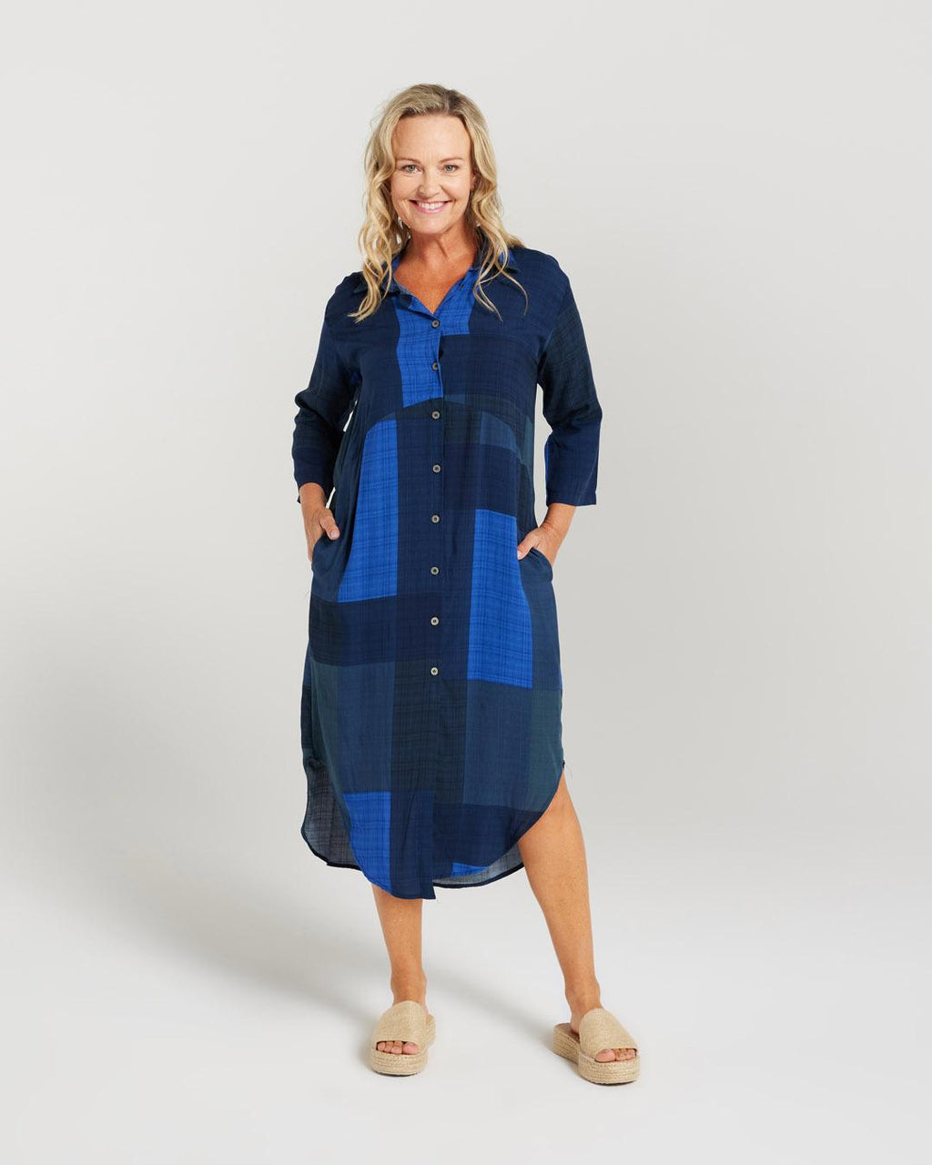 Blue Check Shirt Dress