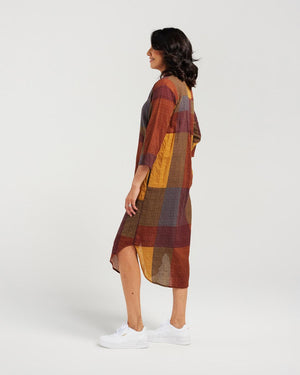 Brown Check Shirt Dress