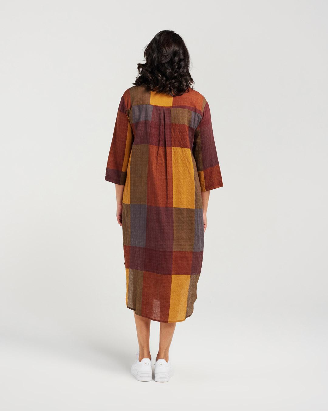 Brown Check Shirt Dress