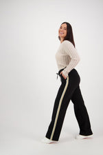 Wide Leg Full Length Pant with Side Stripe Panel