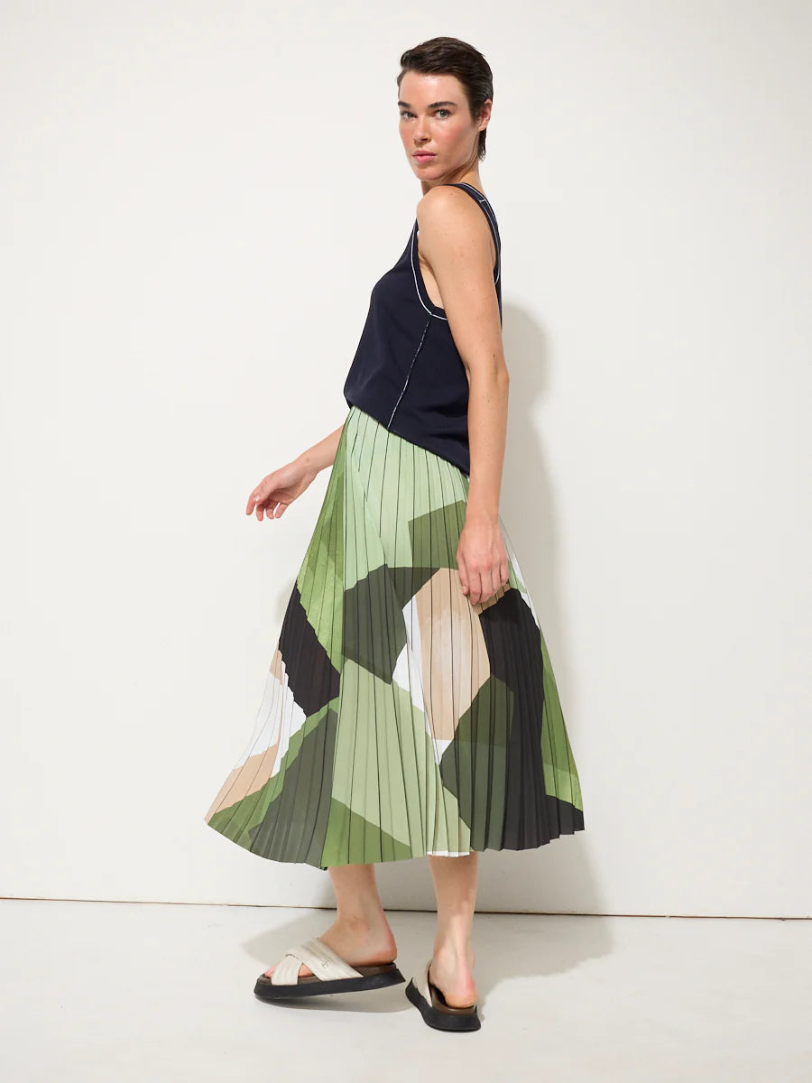 Pleated Nature Scape Skirt