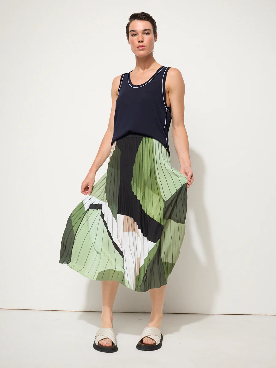 Pleated Nature Scape Skirt
