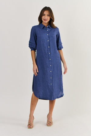 Collared Linen Dress- GA488