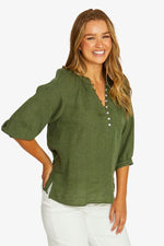 Raglan Button Neck Top