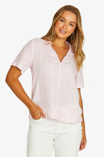 Open Collar S/S Top