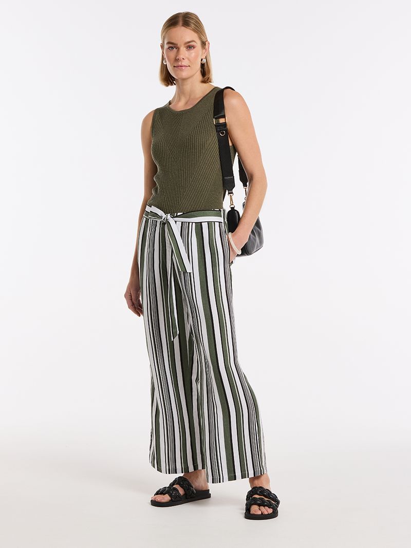 3/4 Olive Stripe Pant