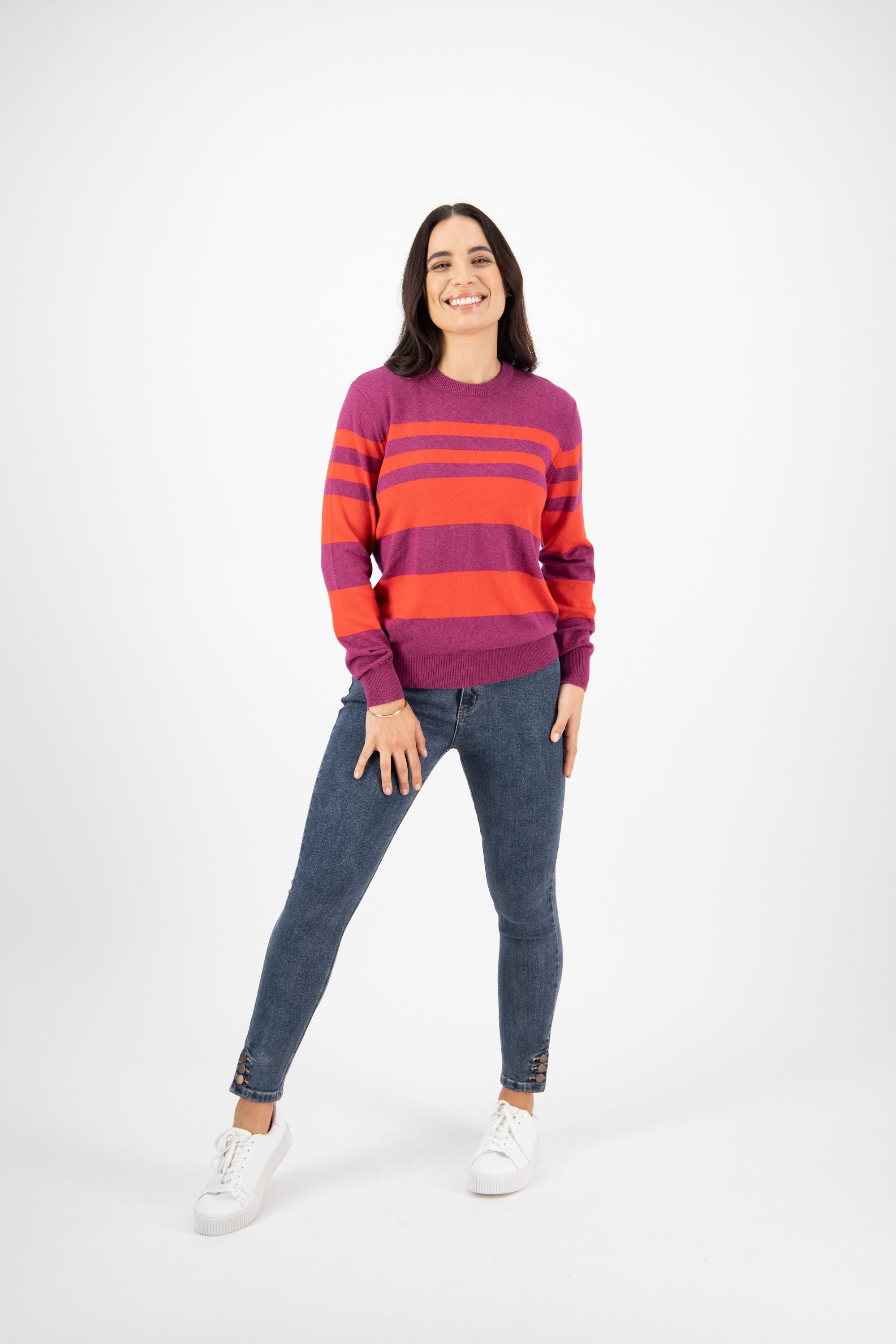 Stripe Round Neck Knit Sweater