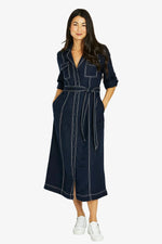 Contrast Stitch Tie Dress