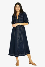Contrast Stitch Tie Dress