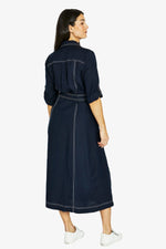Contrast Stitch Tie Dress