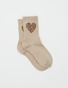 Cream w Choco Heart Socks