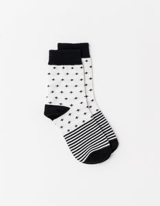Black & White Cross/Stripe Socks