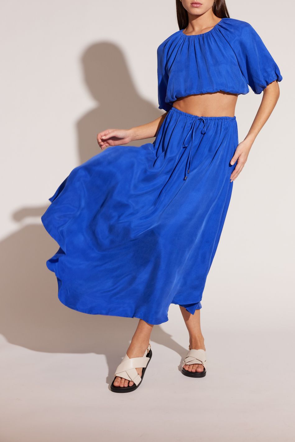 Azur Drawstring Midi Skirt