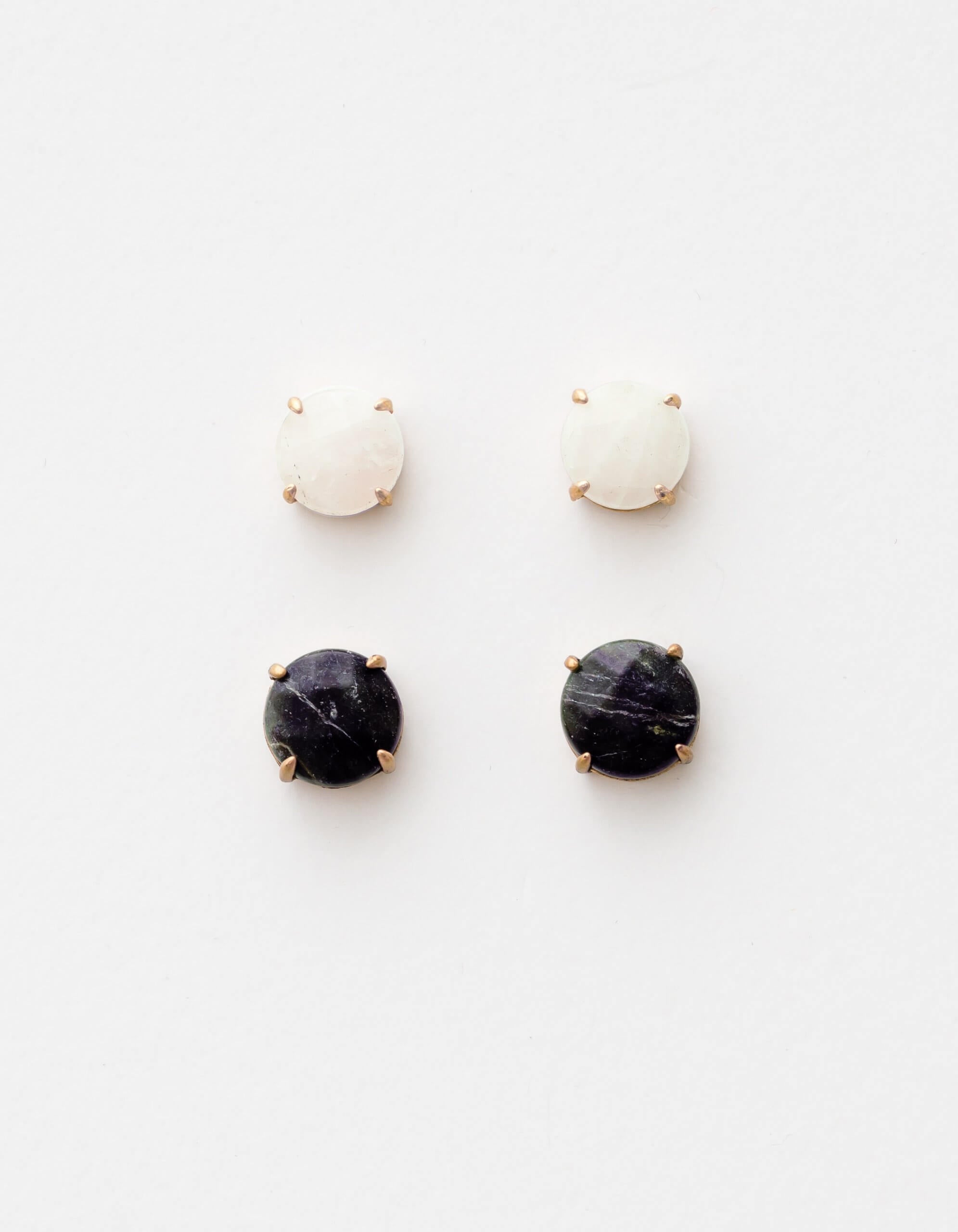 Jet Black/ White Earrings (Set of 2)